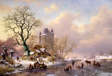 Winterlandschaft mit einem Schloss